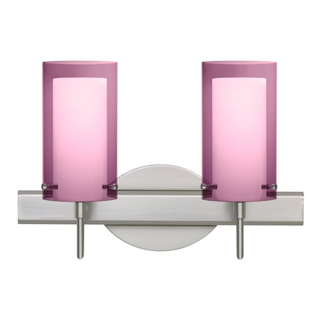 Besa Lighting Pahu 4 Vanity, Amethyst/Opal, Satin Nickel Finish, 2x5W LED 2SW-A44007-LED-SN